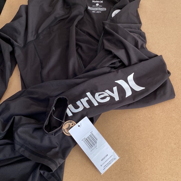 NWT Hurley Black Zipper Sun Jacket. Sleeve Hurley Logo. Large - Picture 8 of 10